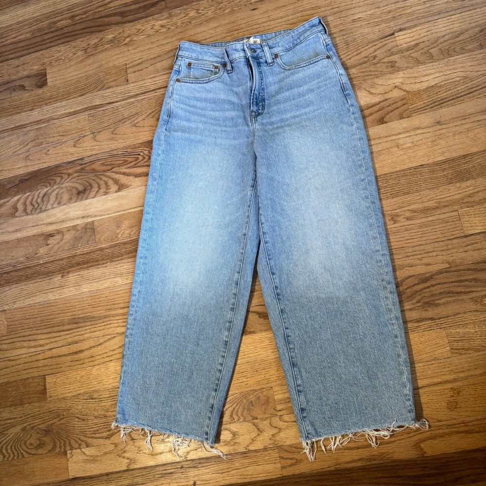 Madewell Curvy Perfect Vintage Wide-Leg Crop Jean Light Wash Raw Hem 28 - Picture 2 of 8